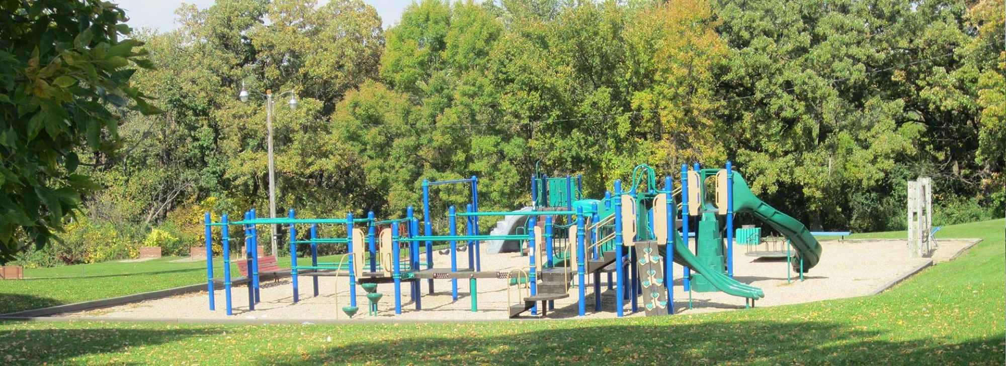 Depot Park playground under oaks in early fall